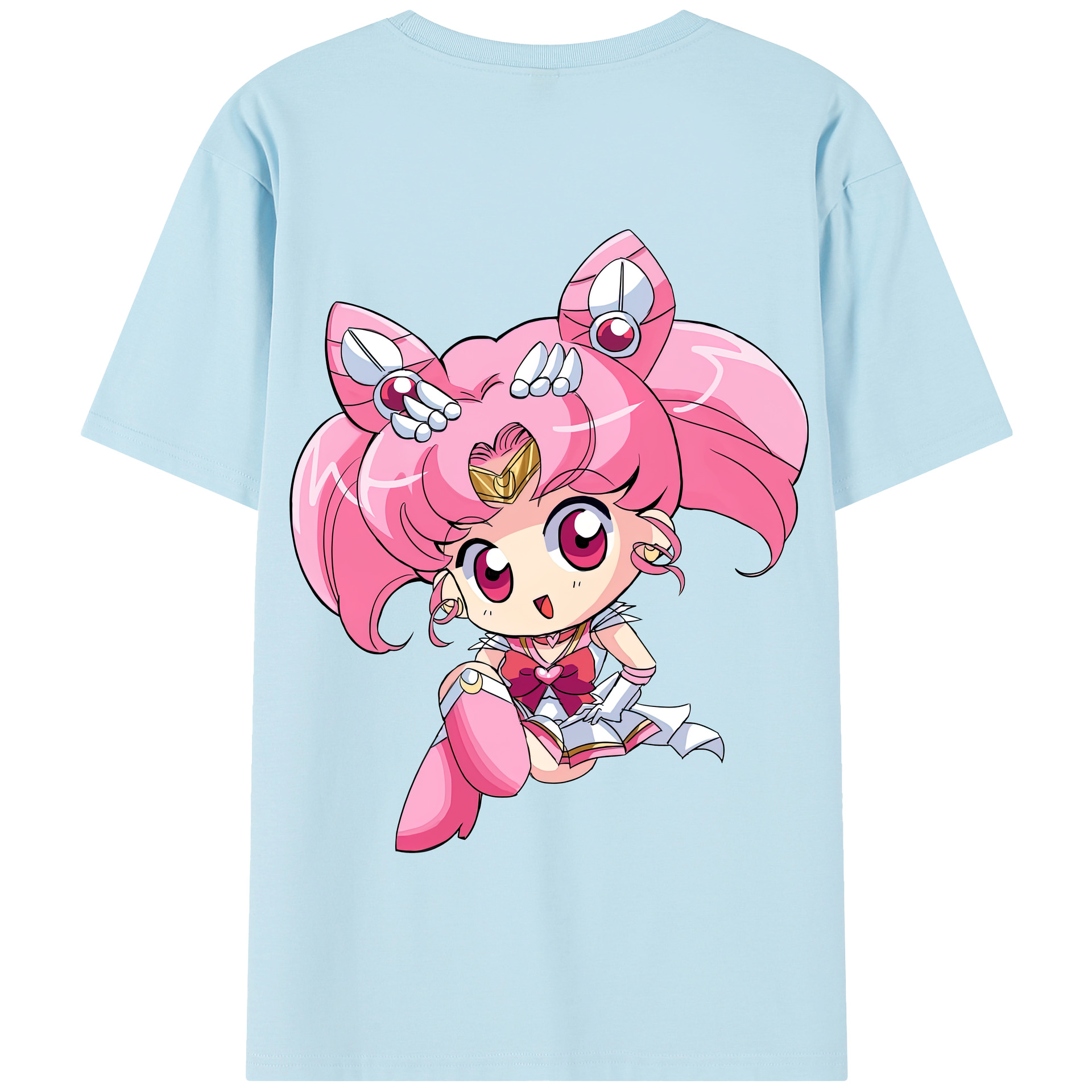 （画像用） 美少女戦士セーラームーン ちびうさ Sailor Moon Chibiusa Tsukino Usagi Small Lady Serenity 綿100％半袖Tシャツ（背面プリント）